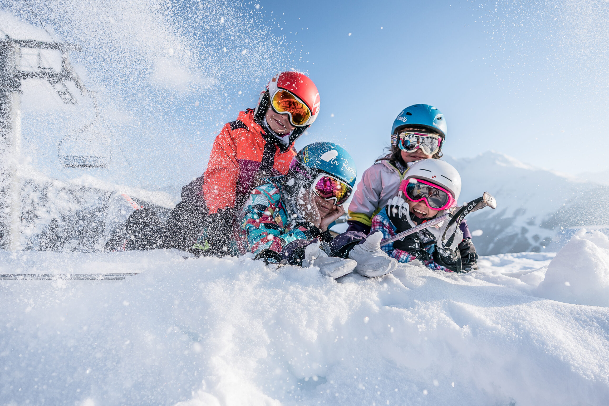 enfants rire neige